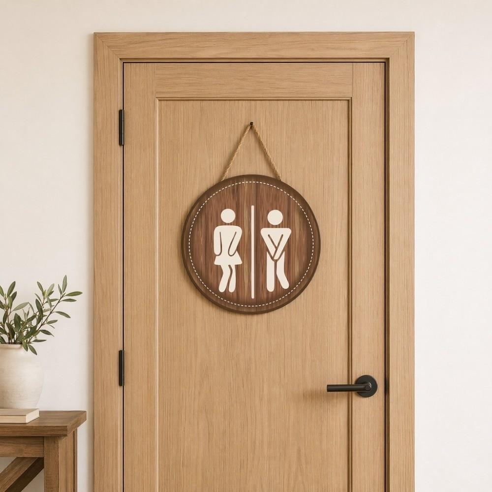 Wooden Bathroom Sign Plate Ornament Toilet Decorative Plate  Group Living Area