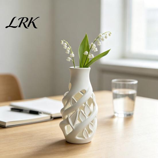 Настольное украшение для кабинета, 3D-печатная белая полая ваза, Современная абстрактная арт-ваза для цветов, Дизайн интерьера, Гостиная, Спальня, Минималистичная