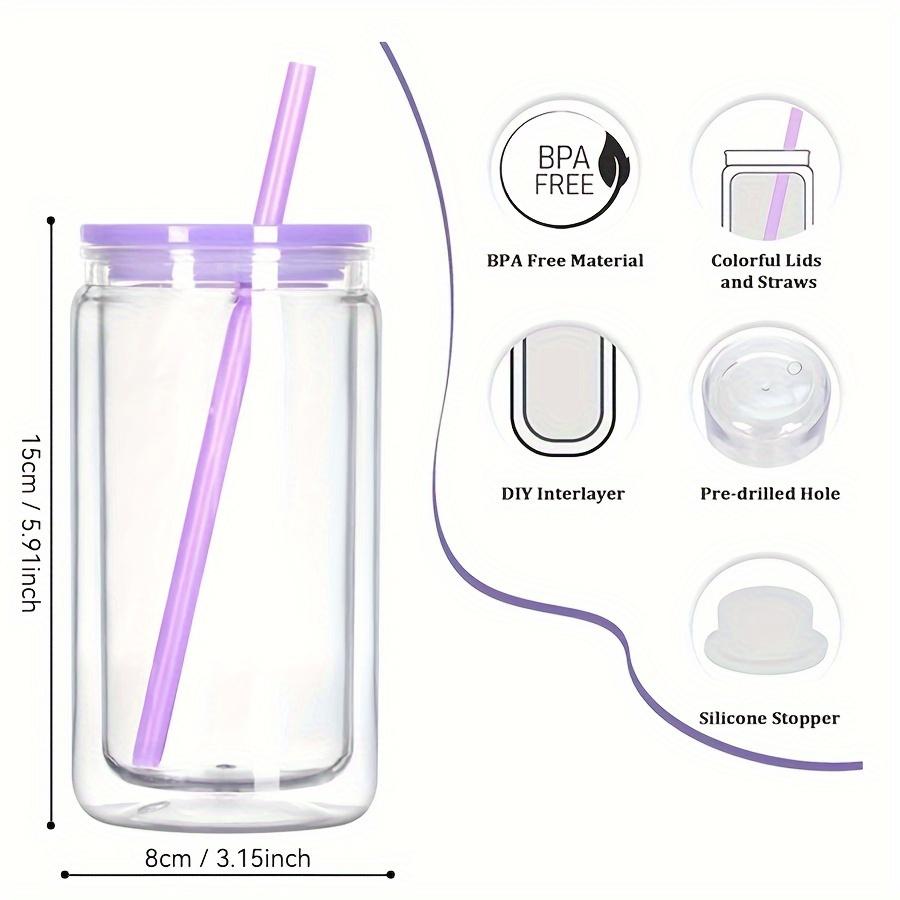 16OZ DIY Snowglobe Tumbler with Pre Drilled Hole Reusable Plastic Water Bottles Break-Resistant Mason Jar Cups for Holiday Gifts