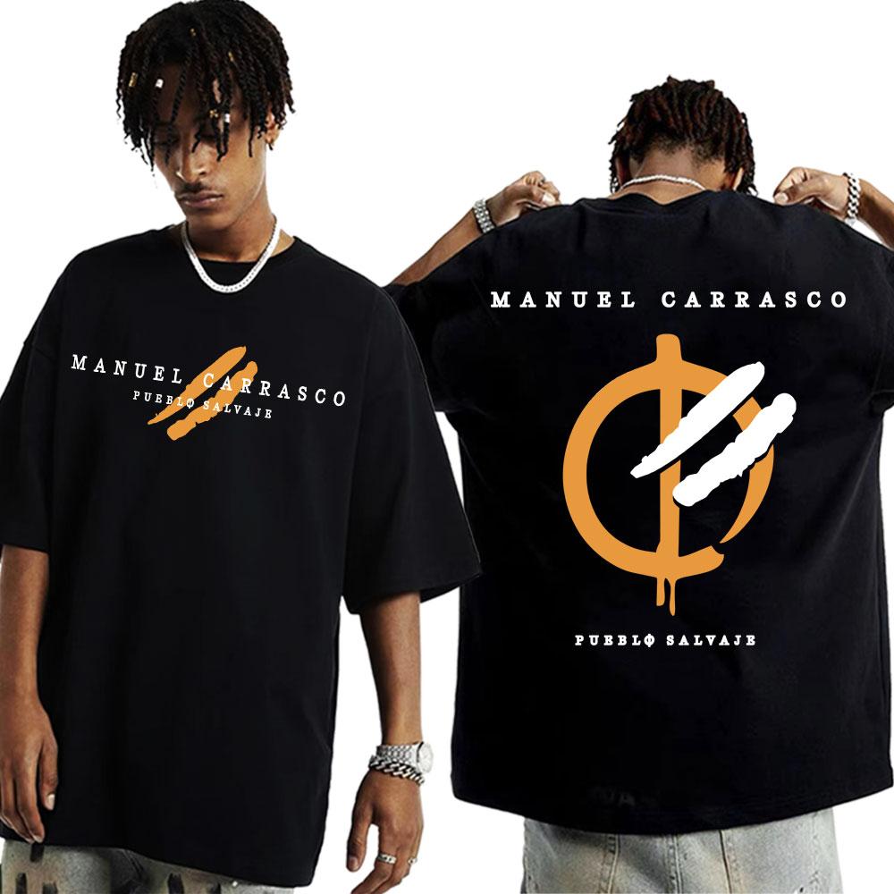 Rapper Manuel Carrasco Pueblo Salvaje Printed T Shirt Men's Clothing Fashion Hip Hop Street T-shirts Cotton Casual Loose T-shirt