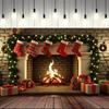 Christmas Fireplace Scene Background 180x10cm Polyester Backcloth For Xmas Photography Home 2025 Party Decorations Banners