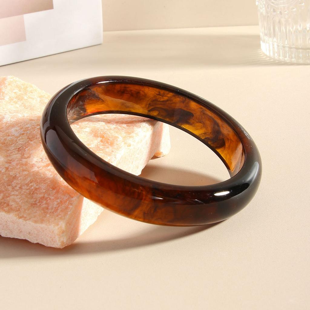 Vintage Round Acrylic Resin Chunky Bangles for Women Kpop Geometric Charm Bangles Bracelets Men Retro Jewelry Pulseras