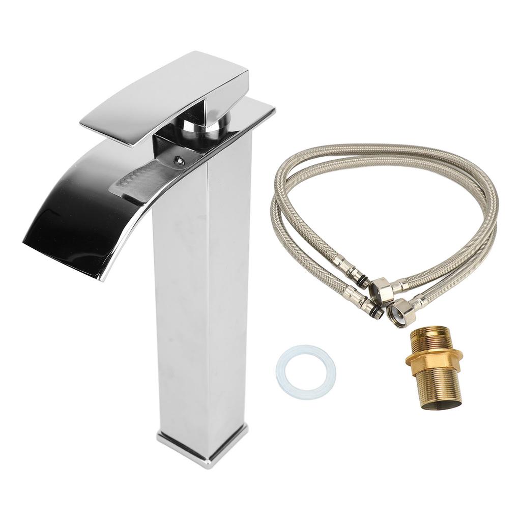 Waterfall Bathroom Faucet 304 Stainless Steel Hot and Cold Single Handle Sink Faucet Vanity Sink