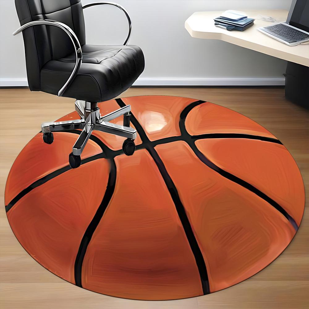 1pc Basketball Ball Chair Carpet for Office Non-Slip, Machine Washable Rug for Office - Holiday DecorMachine Made yy251029070