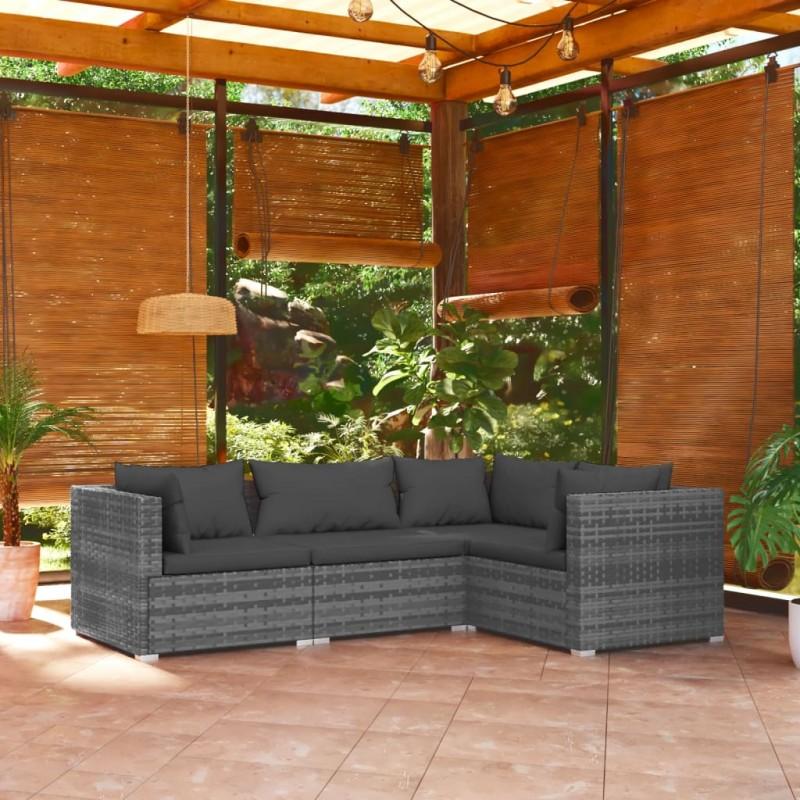 Day and Night - Day and Night Garden Furniture Set 4 Pieces and Gray Synthetic Rattan Cushions