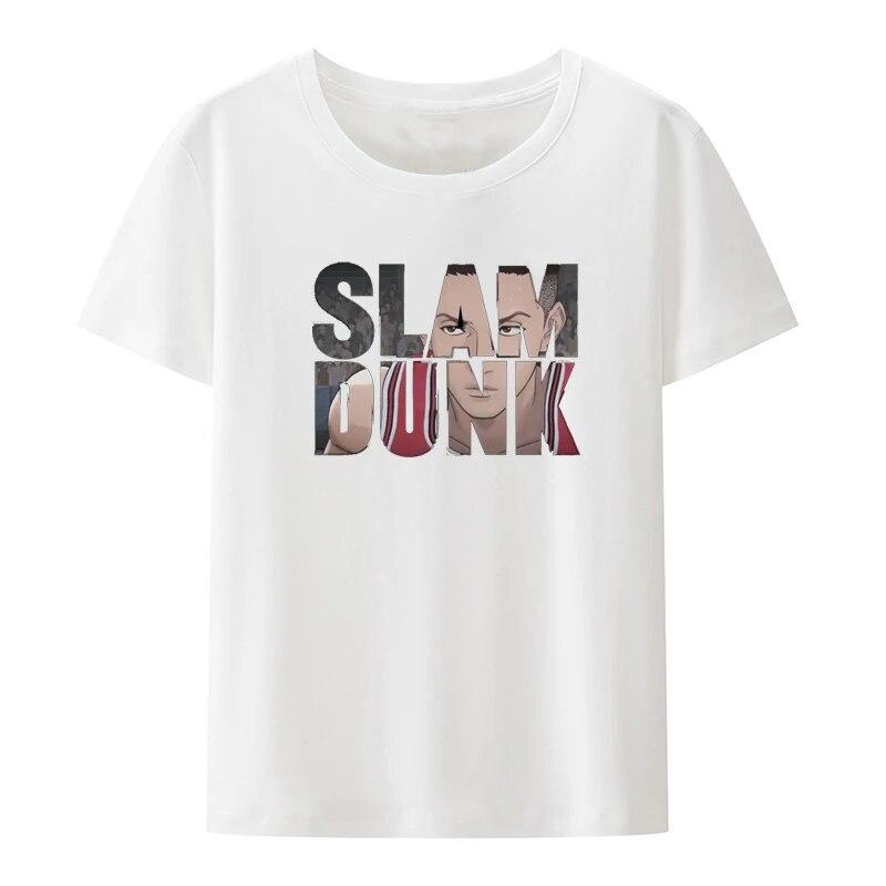 Футболка унисекс Y2k, футболка из чистого хлопка с короткими рукавами SLAMDUNK с буквенным принтом, дышащая, удобная и минималистичная