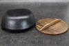 Asahi Irori Pot, Black Enamel, 24cm (2L Capacity), with Wooden Lid (Gas and IH Compatible), Commercial Use