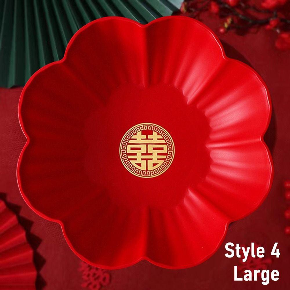 1Pcs Wedding Banquet Red Tray Festive Supplies Chinese Traditional Plate New Xi Tray