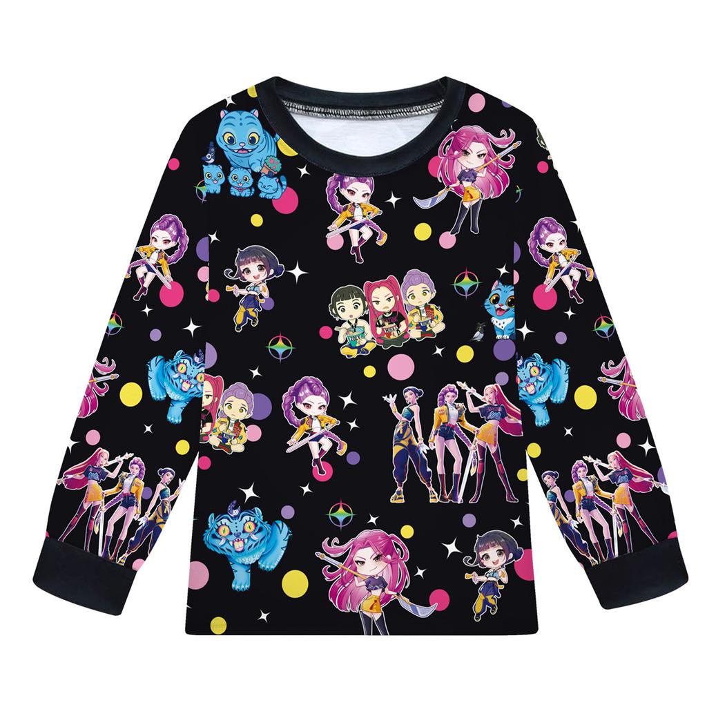 Children's Fashion Suit Skirt Round Neck Long Sleeve Top Pants