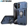 KEYSION Противоударный чехол для Xiaomi POCO X7 Pro Slide Camera Lens Protection Ring Stand Phone Back Cover для Redmi Turbo 4