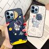 Cartoon Cute Astronaut Case For Iphone 11 14 13 12 Pro Max Mini Xs Xr X 7 8 6s Plus Se 2022 Tempered Glass Back Cover Coque