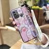 Kickstand Fashion Design Phone Case For ZTE Blade A53 Pro Cartoon Back Cover Shockproof Wrist Strap Anti-dust Wristband