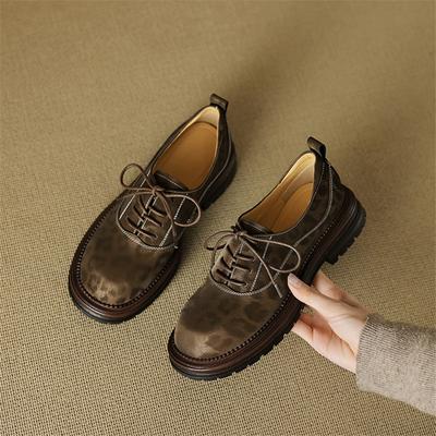 Модная новая весенняя обувь из натуральной кожи для женщин, модный леопардовый принт, круглый носок, женские туфли-лодочки, массивный каблук, лоферы, обувь на платформе