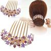 Korean Rhinestone Adult Hairpin: Seven-Tooth Metal Comb Hair Ornament