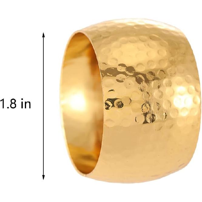 3Pcs Gold Napkin Rings Elegant Hammered Golden Ring Holders Bulk for Dining Table Metal Napk Holder for Events Dinner Parties Wedding Decor Tableware