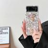 Retro Pearl Queen Portrait Phone Case For Samsung Galaxy Z Flip 6 5 4 3 Colorful Diamond Rhinestone Crystal Crown Clear PC Cover