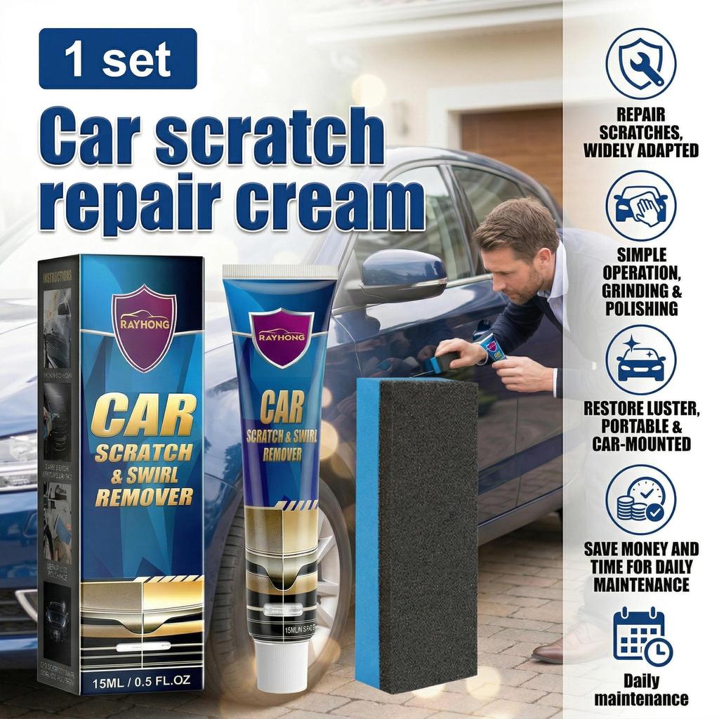 Rayhong Car Scratch Repair Cream Suitable for Car Maintenance Scratch Removal Polishing Varnish Wide Adaptability Simple Operation Restore Luster 1PC