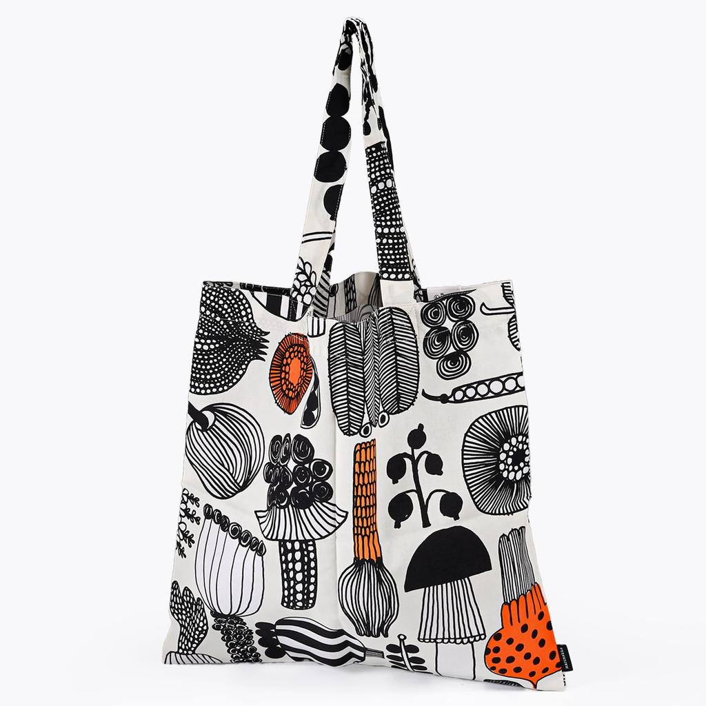 [Marimekko] Сумка-тоут Puutarhurin Parhaat Ткань Женская Черный Оранжевый 74339 074339 193 Скандинавский Скандинавские Товары Скандинавский Дизайн [Параллельный Импорт]