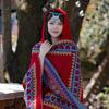 Red Photo Shawl Ethnic Style Hooded Scarf Cape Travel Outside Cape Woman