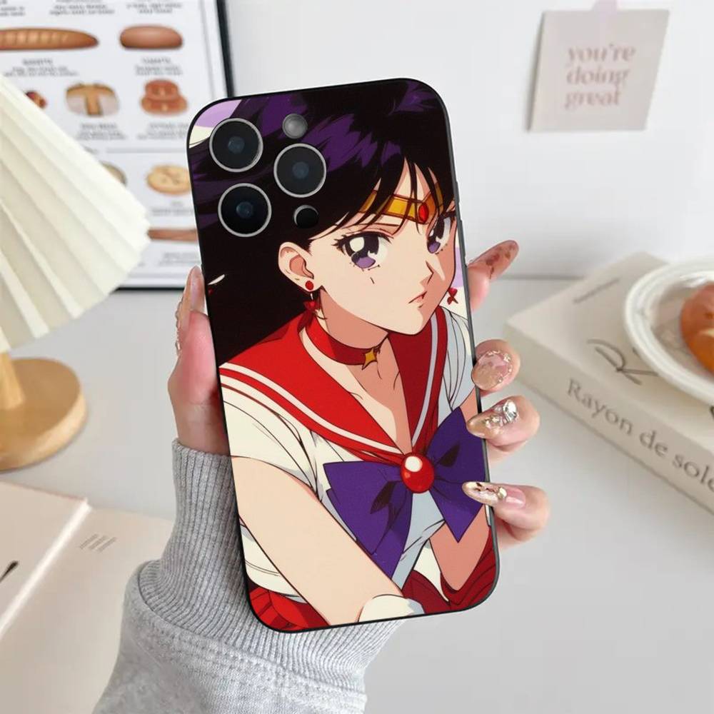 Anime Pretty Girl S-Sailor M-Mars Phone Case Cool Black Silicone Soft For IPhone 16 15 14 13 12 11 X XR Plus Pro Max Plus