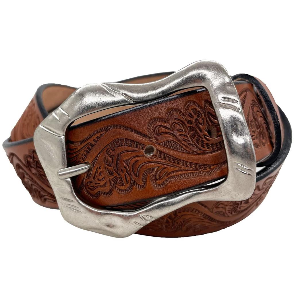 WING LEATHER Ремень из кожи Tochigi для мужчин, Натуральная кожа, BusinessCasual, Пряжка в виде подковы, Сделано в Японии, Кожа коровы, С тиснением, 35 мм, Размер M,