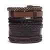 Винтажный мужской кожаный браслет, модный, плетеный вручную, многослойная нить, черный панк-рок, ювелирные изделия, набор аксессуаров