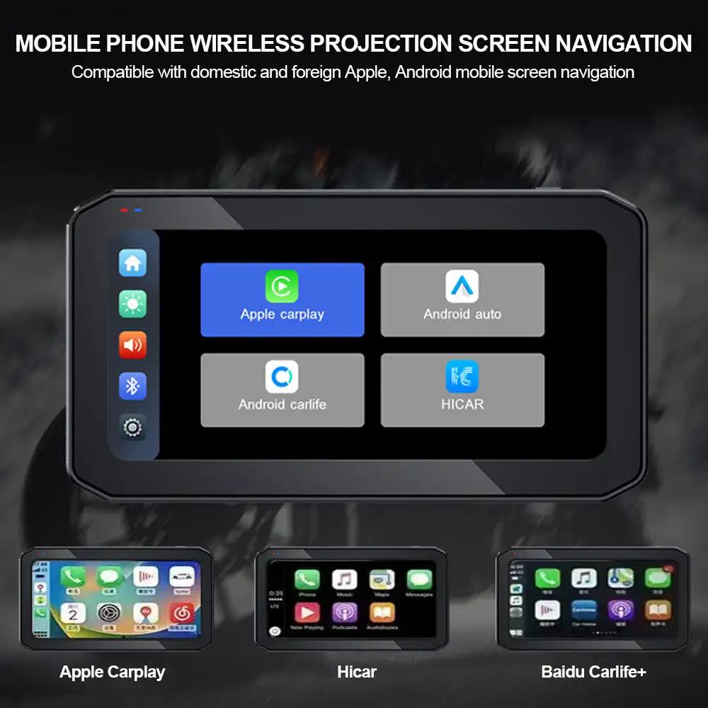 6.25" Motorcycle CarPlay Motorcycle Navigation Screen Dual Bluetooth Wireless CarPlay Android Auto IP65 Waterproof 1200nit