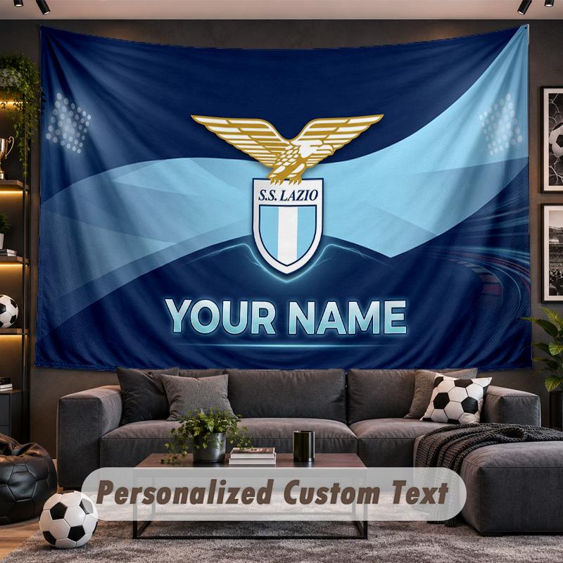 Lazio FC Personalized Tapestry Support Custom Name, Wall Art Home Decoration