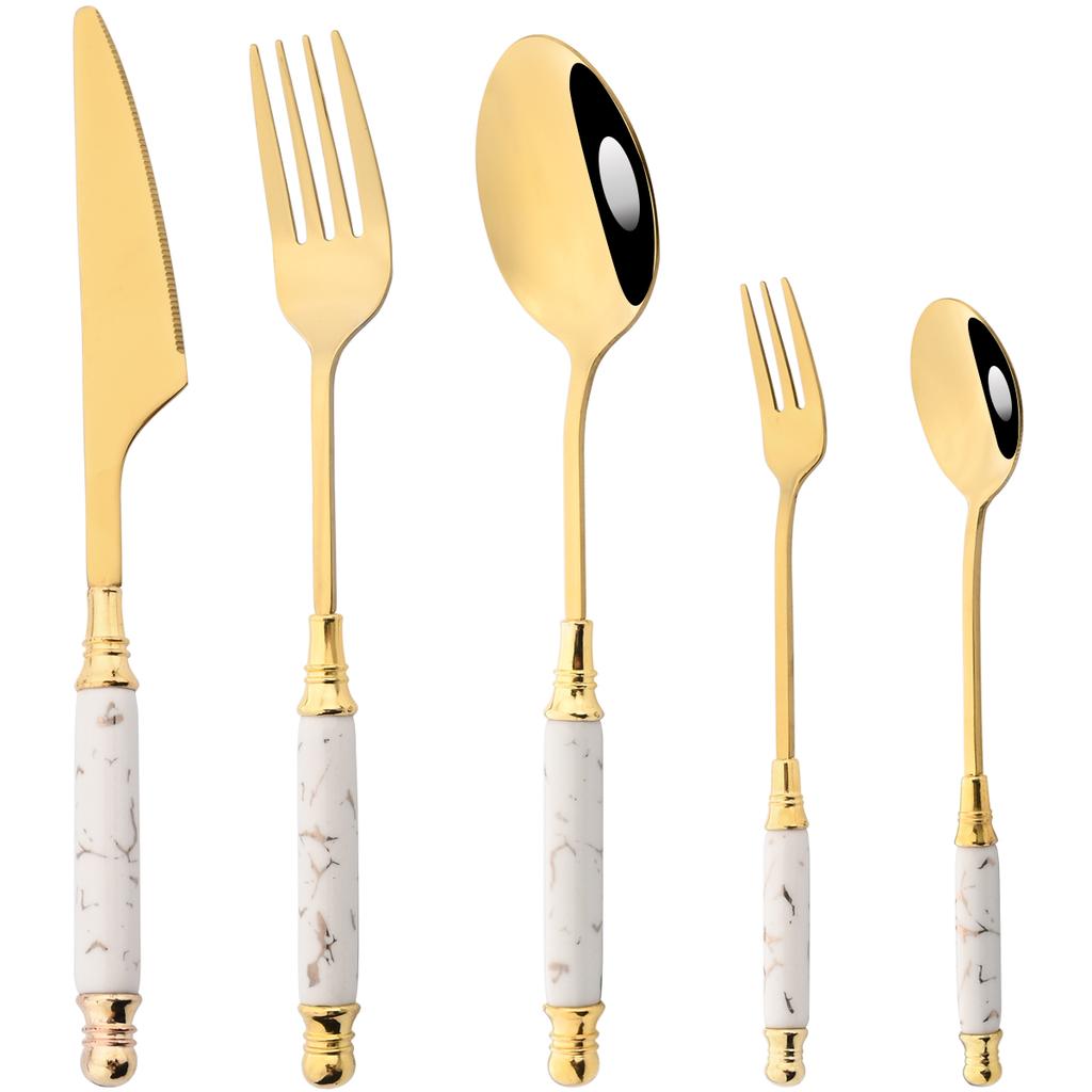 4/5 шт. набор столовой посуды с имитацией керамики, креативный нож, кофейная ложка, вилка, набор столовых приборов, посуда из нержавеющей стали, кухонные столовые приборы