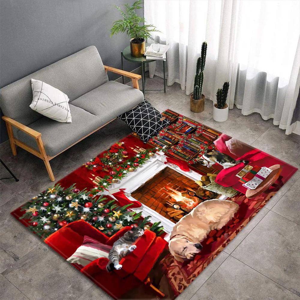 Christmas Santa Snowman Carpet for Living Room Decor Sofa Table Large Area Rugs Bedroom Bedside Floor Mat Christmas Decoration