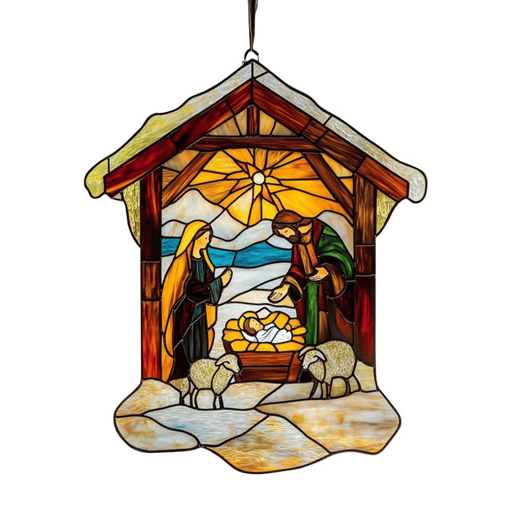 2D ручной работы ловец солнца окрашенный акриловый вертеп ловец солнца подвесное украшение для окна для домашнего декора христианский для семьи