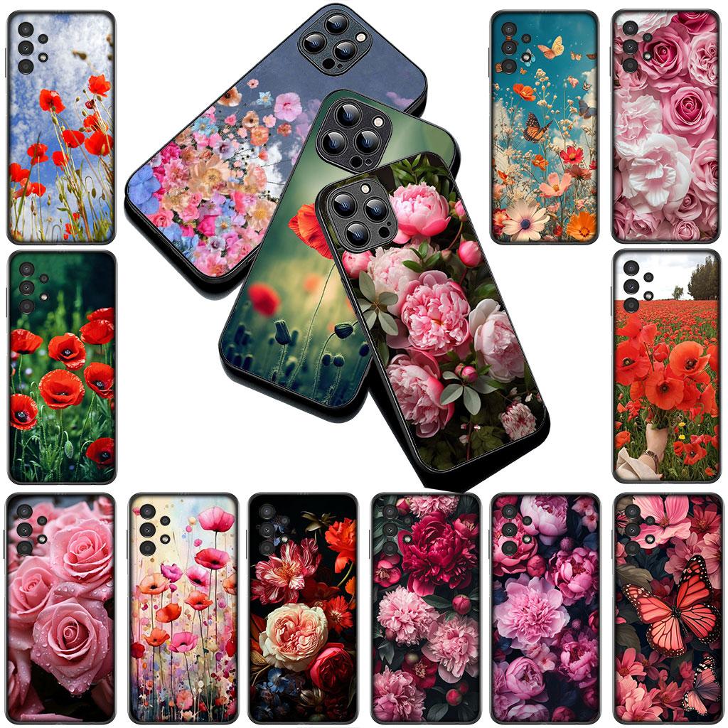 Poppy Flower Bloom Fashion Phone Cover for Motorola Moto G55 G45 G75 G85 G13 Edge 50 30 Fusion 40 NEO Ultra Pro Soft Case