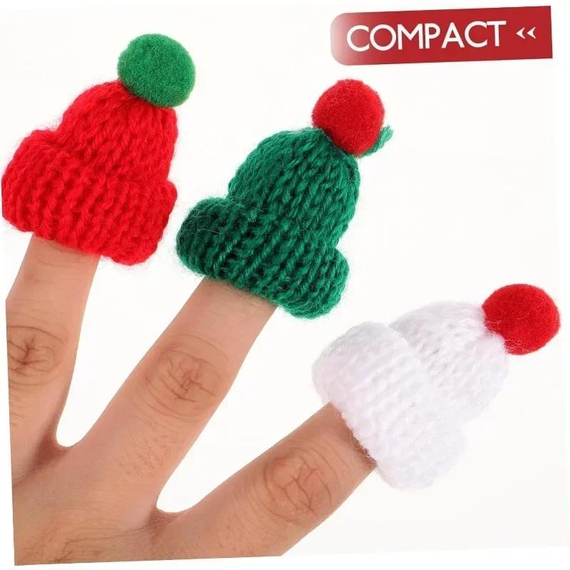 200 шт. Рождественская маленькая шапка, мини-шарф, красный, зеленый, рождественский цвет, нарядная, подвесная, шерстяная, с шариком, декоративная шапка