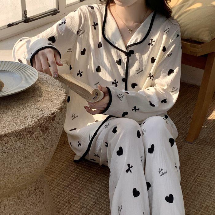 Весна и осень, новый женский пижамный домашний костюм для девочек, осенне-зимний хлопковый кардиган с облаками, милый домашний костюм с героями мультфильмов