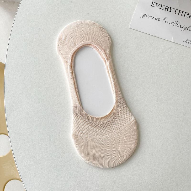 Женские летние тонкие однотонные сетчатые силиконовые нескользящие носки-подследники с невидимым бесшовным задником
