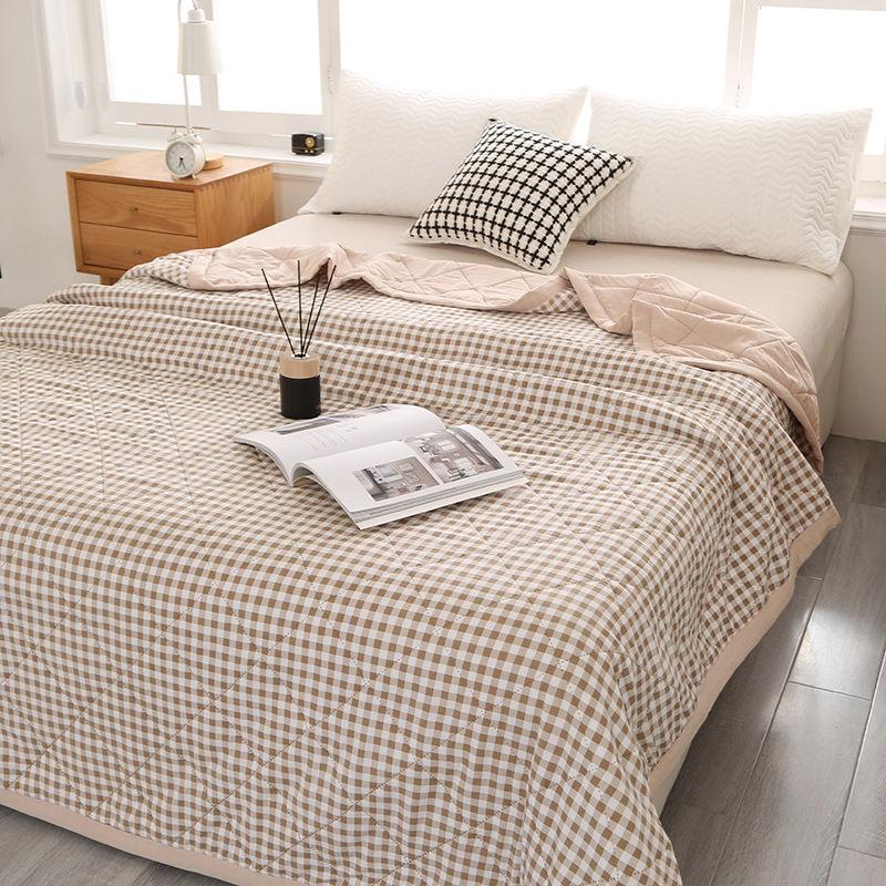 Летнее одеяло в клетку в стиле преппи, легкое одеяло с ультразвуковым тиснением, кондиционер, можно стирать в стиральной машине, всесезонное покрывало из полиэстера