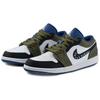 Jordan Air Jordan 1 Износостойкие Нескользящие Низкие Винтажные Баскетбольные Кроссовки Мужские Черно-Бело-Зеленые 553558-414(Команда679-)