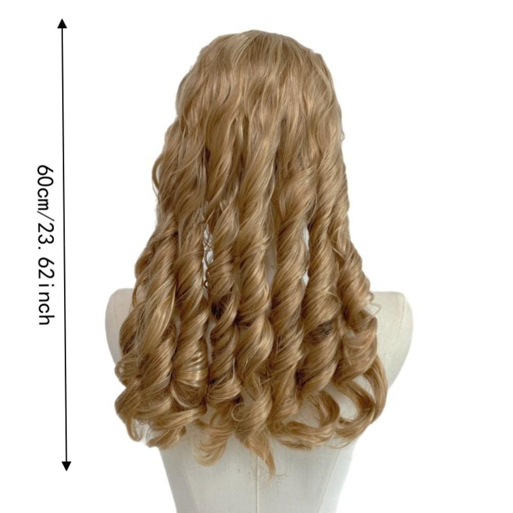 Golden Halloween Lolita Costume Wig with Straight Bangs Long Wavy Cosplay Wig Holiday Party