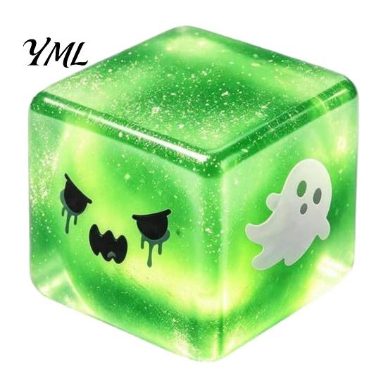 Handmade Diy Craft Accessories Halloween Ghost Squeeze Cube, Glitter Slow Rising Fidget Toy, Unique Board Game Dice Soft Decompression Sensory Toy for