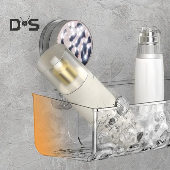 1/2 шт., прозрачная настенная полка без сверления, присоска, большая вместимость, простая установка, универсальный органайзер для ванной комнаты и душа