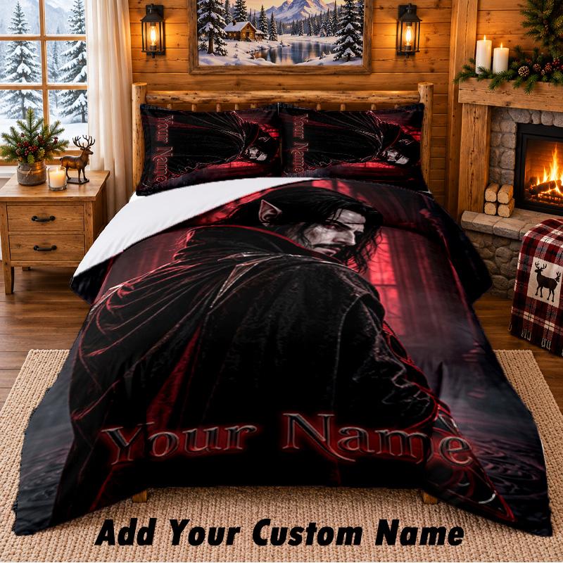 Dracula Custom Name 3Pcs Bedding Set 1 Bed Sheet 2 Pillowcases Bedroom Home Decor