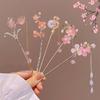 Vintage Chinese Style Pink Flower Hair Sticks For Women Elegant Crystal Tassel Hairpins Hair Buns Hanfu Headwear  Hair Ornaments