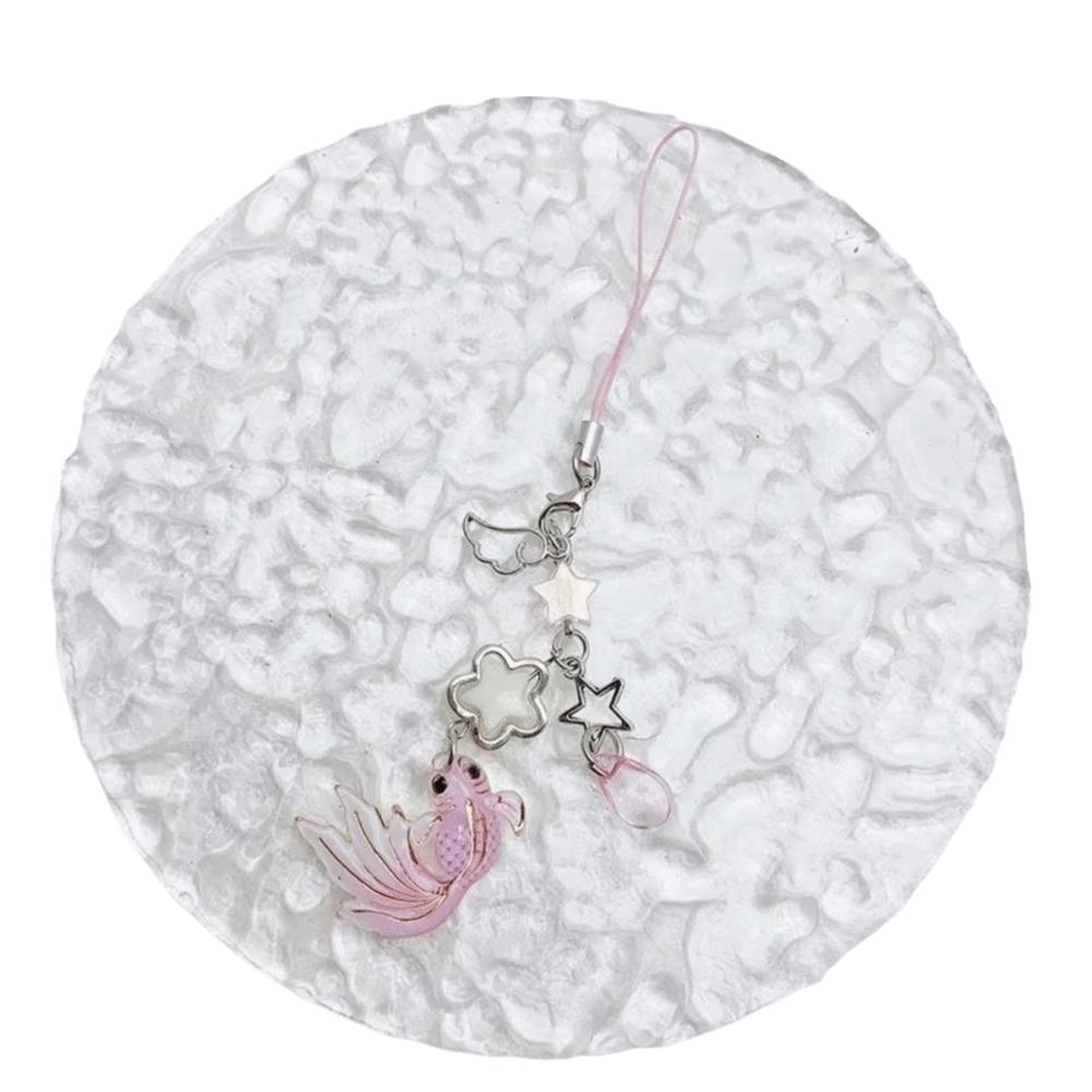 Simulation Fish Mobile Phone Chain Crystal Beads Beaded Keyring Keychain Charms Festival