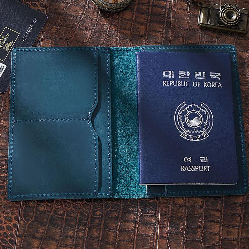High Quality Vintage Natural Crazy Horse Cowhide Travel Passport Covers Men Genuine Leather Driver License Case Credit Card Holder Handmade