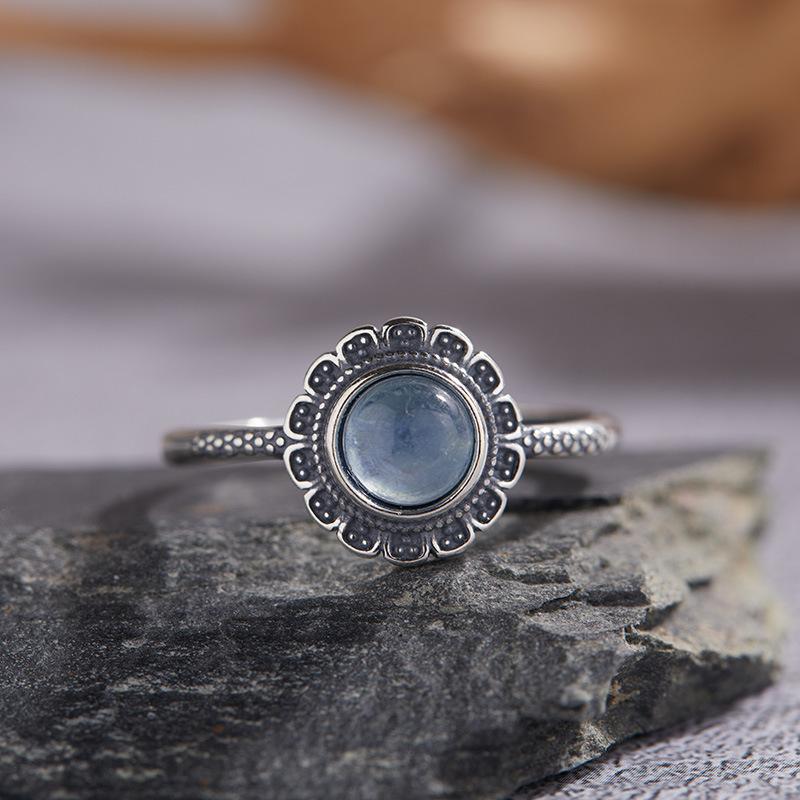 Серебряное кольцо S925 стерлинговое серебро, натуральный красный и зеленый агат, фиолетовый драконий кристалл, морской синий цвет сокровища, тайское серебро, этнический узор