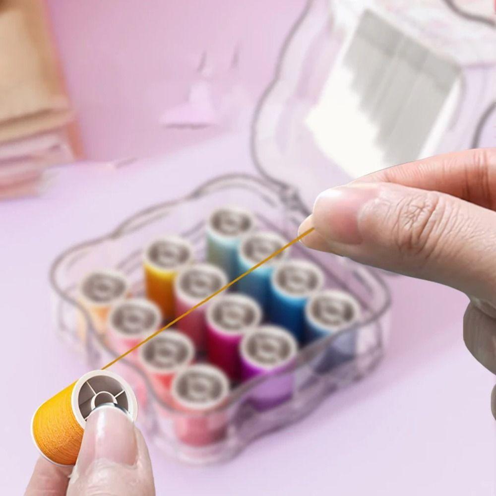 Portable Mini Sewing Box Set Partitioned Magnetic Needle Thread Box Hand Sewing Tool Kit Family