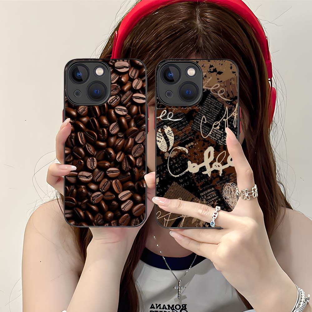 Coffee Beans Silicone Mobile Phone Case for iPhone 17 16 15 14 13 12 11 X XR XS Air Pro Max Plus Mini Colorful Cover