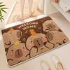 Cute Cartoon Kapibara Imitation Cashmere Floor Mat Bathroom Door Floor Mat Thickened Bedroom Absorbent Non-slip Floor Mat