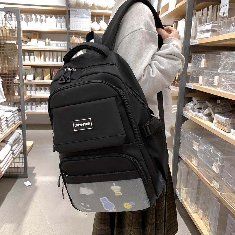 Студенческий школьный женский однотонный рюкзак большой емкости