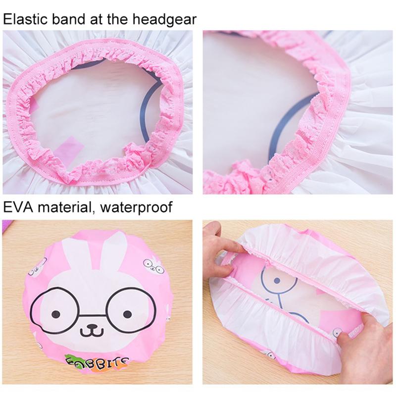 Cartoon Animal Shower Caps Waterproof Shower Bath Hair Cap For Baby Children Reusable Lace Elastic Band Bathing Accessories